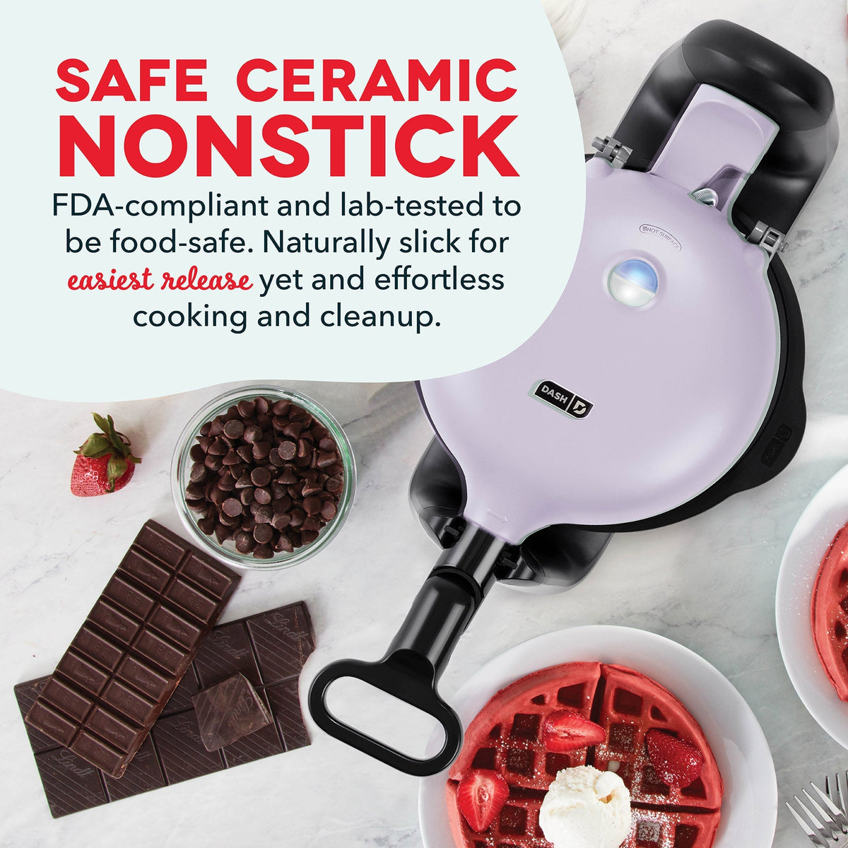 Ceramic Nonstick Flip Belgian Waffle Maker